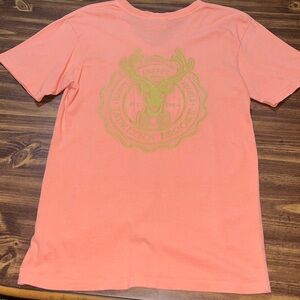 Jadelynn Brooke Coral V-Neck Tee with Gold Logo Accents